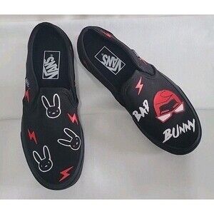 Custom Bad Bunny "Un Verano Sin Ti" Vans Slip-On Shoes - Size 7 - EUC